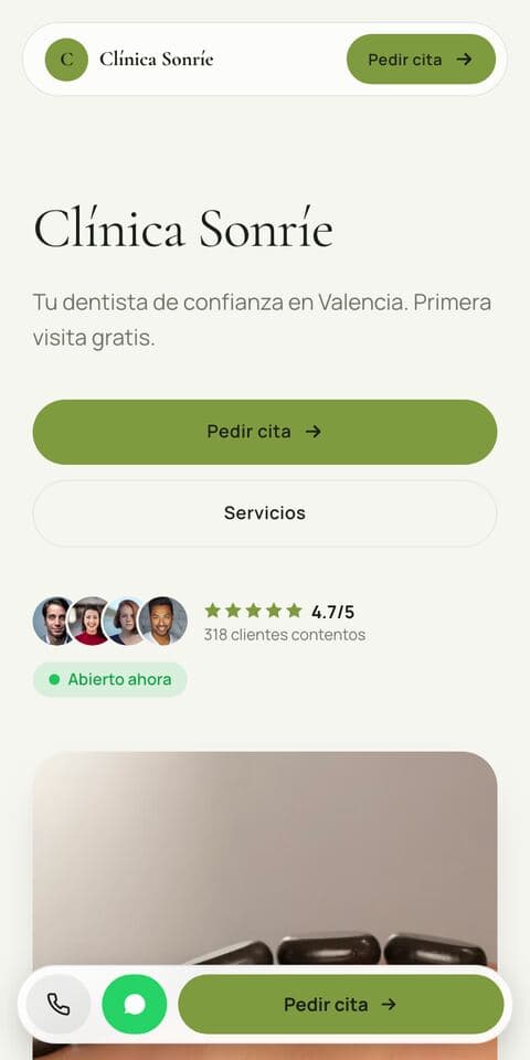 Web de muestra de una clínica dental