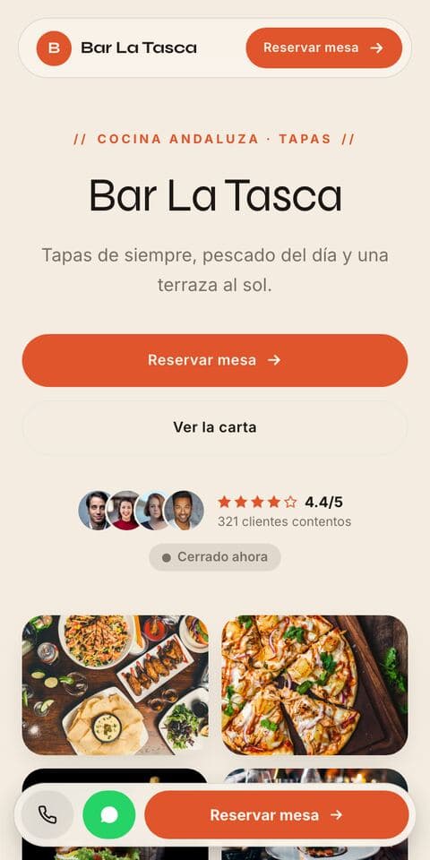 Web de muestra de un bar de tapas